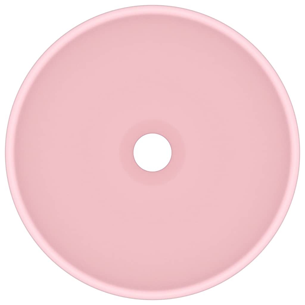 Lavandino Lusso Rotondo Rosa Opaco 32,5x14 cm in Ceramica - homemem39