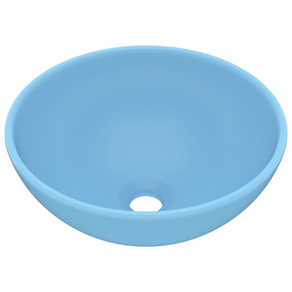 Lavandino Lusso Rotondo Azzurro Opaco 32,5x14 cm in Ceramica - homemem39