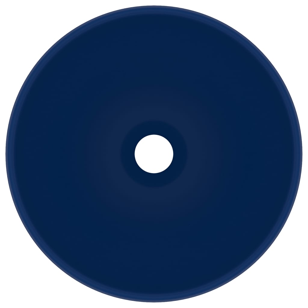 Lavandino Lusso Rotondo Blu Scuro Opaco 32,5x14 cm in Ceramica - homemem39