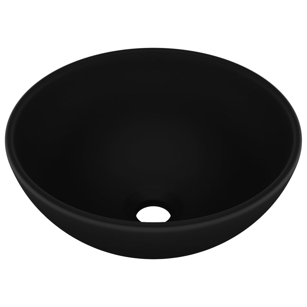 Lavandino Lusso Rotondo Nero Opaco 32,5x14 cm in Ceramica - homemem39