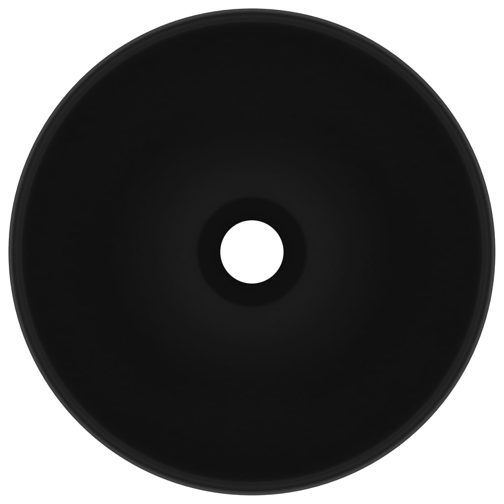 Lavandino Lusso Rotondo Nero Opaco 32,5x14 cm in Ceramica - homemem39
