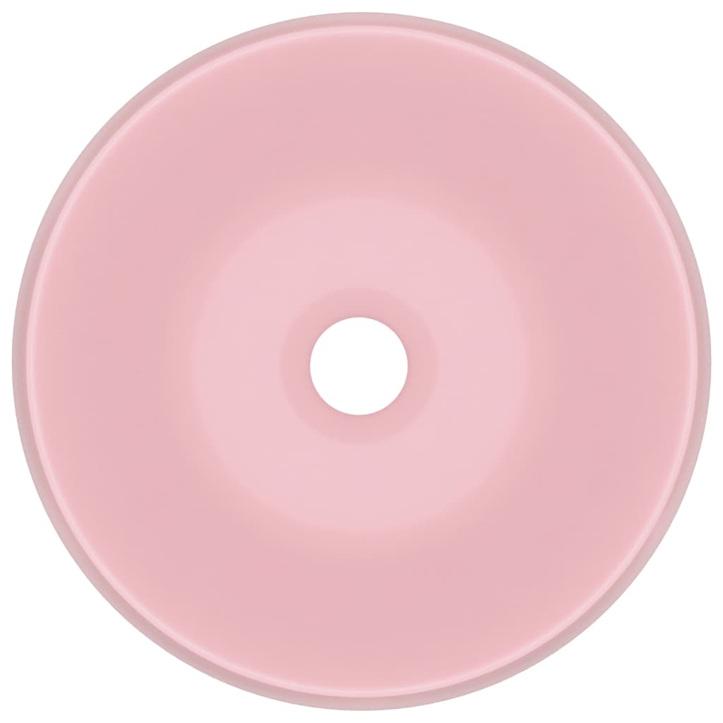 Lavandino Lusso Rotondo Rosa Opaco 40x15 cm in Ceramica