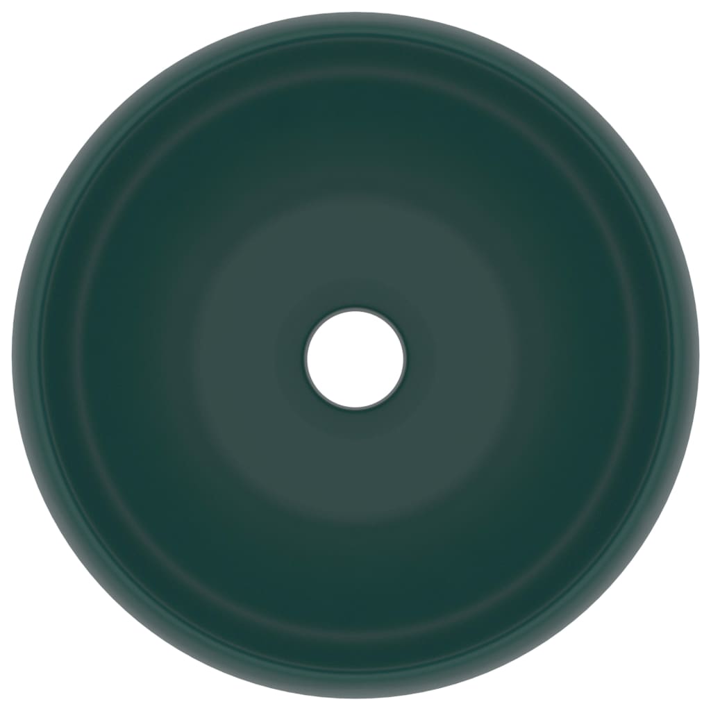 Lavandino Lusso Rotondo Verde Scuro Opaco 40x15 cm in Ceramica - homemem39