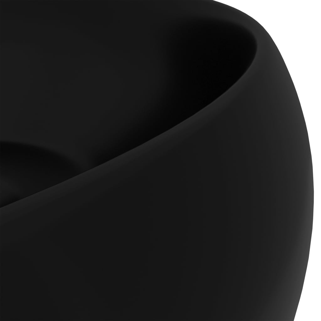 Lavandino Lusso Rotondo Nero Opaco 40x15 cm in Ceramica - homemem39