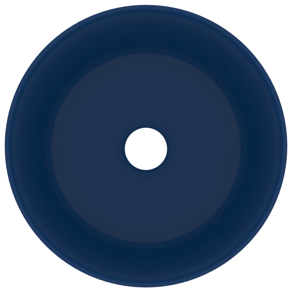 Lavandino Lusso Rotondo Blu Scuro Opaco 40x15 cm in Ceramica - homemem39