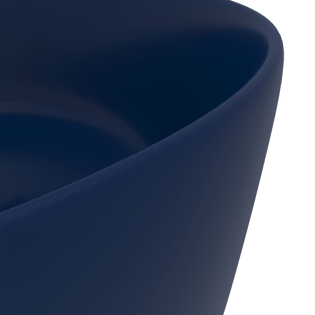 Lavandino Lusso Rotondo Blu Scuro Opaco 40x15 cm in Ceramica - homemem39