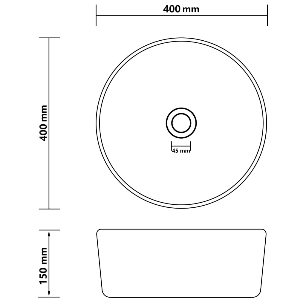 Lavandino Lusso Rotondo Blu Scuro Opaco 40x15 cm in Ceramica - homemem39