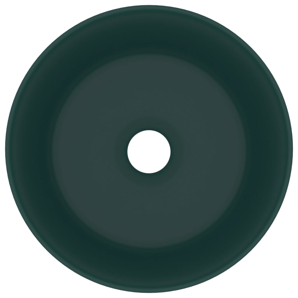 Lavandino Lusso Rotondo Verde Scuro Opaco 40x15 cm in Ceramica - homemem39