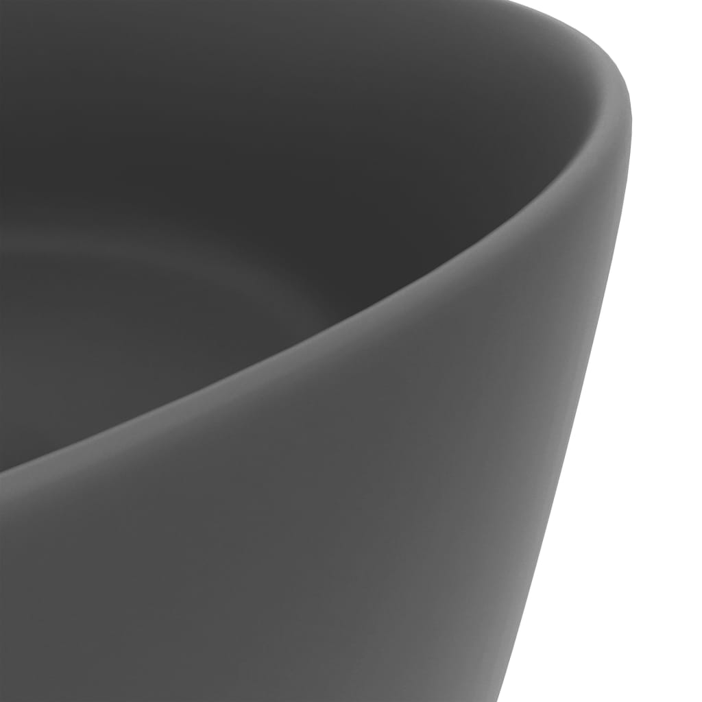 Lavandino Lusso Rotondo Grigio Scuro Opaco 40x15 cm in Ceramica - homemem39