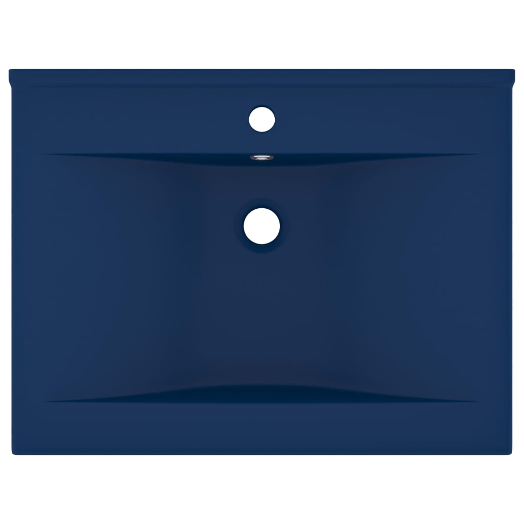 Lavandino con Foro Rubinetto Blu Scuro Opaco 60x46 cm in Ceramica - homemem39
