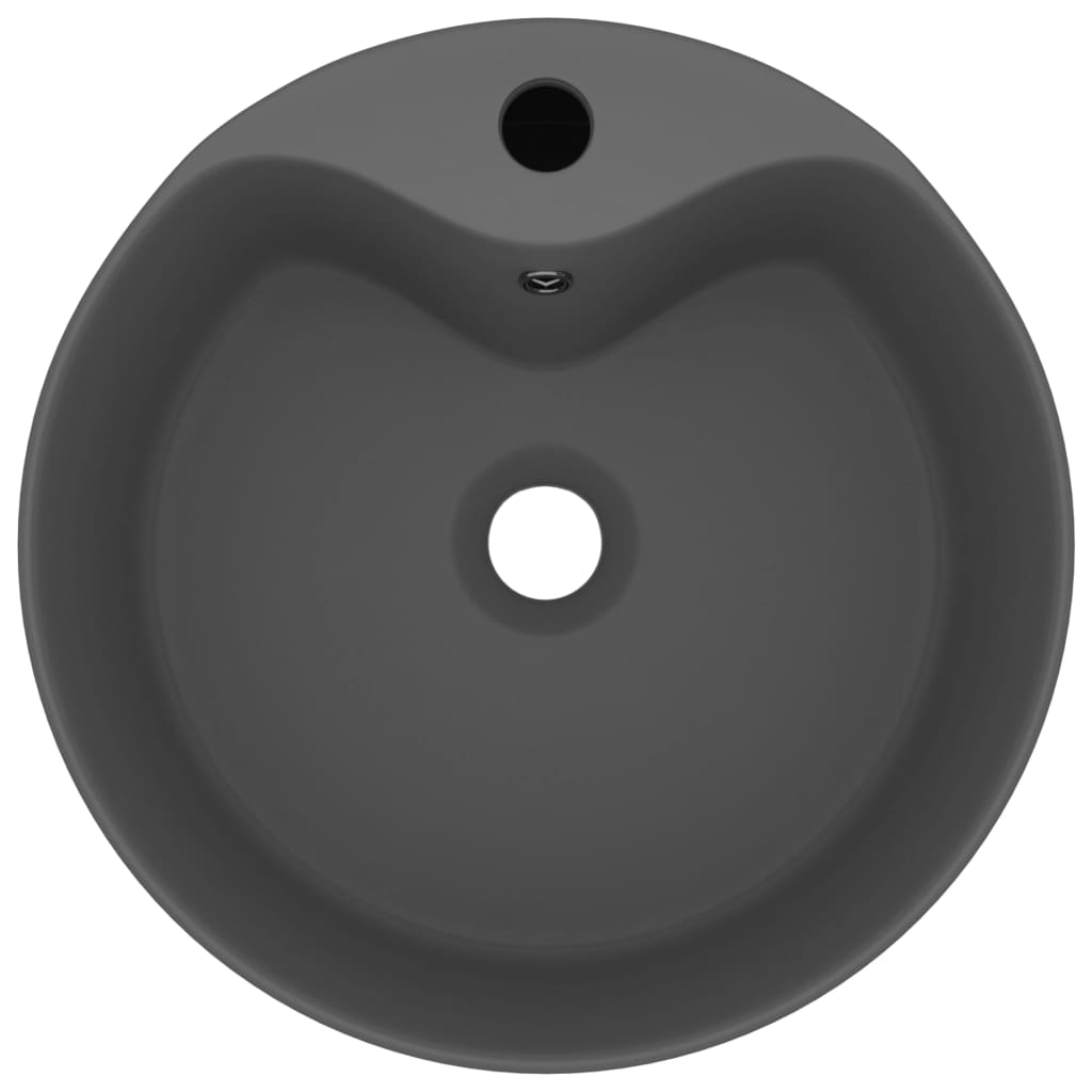 Lavandino con Troppopieno Grigio Scuro Opaco 36x13 cm Ceramica