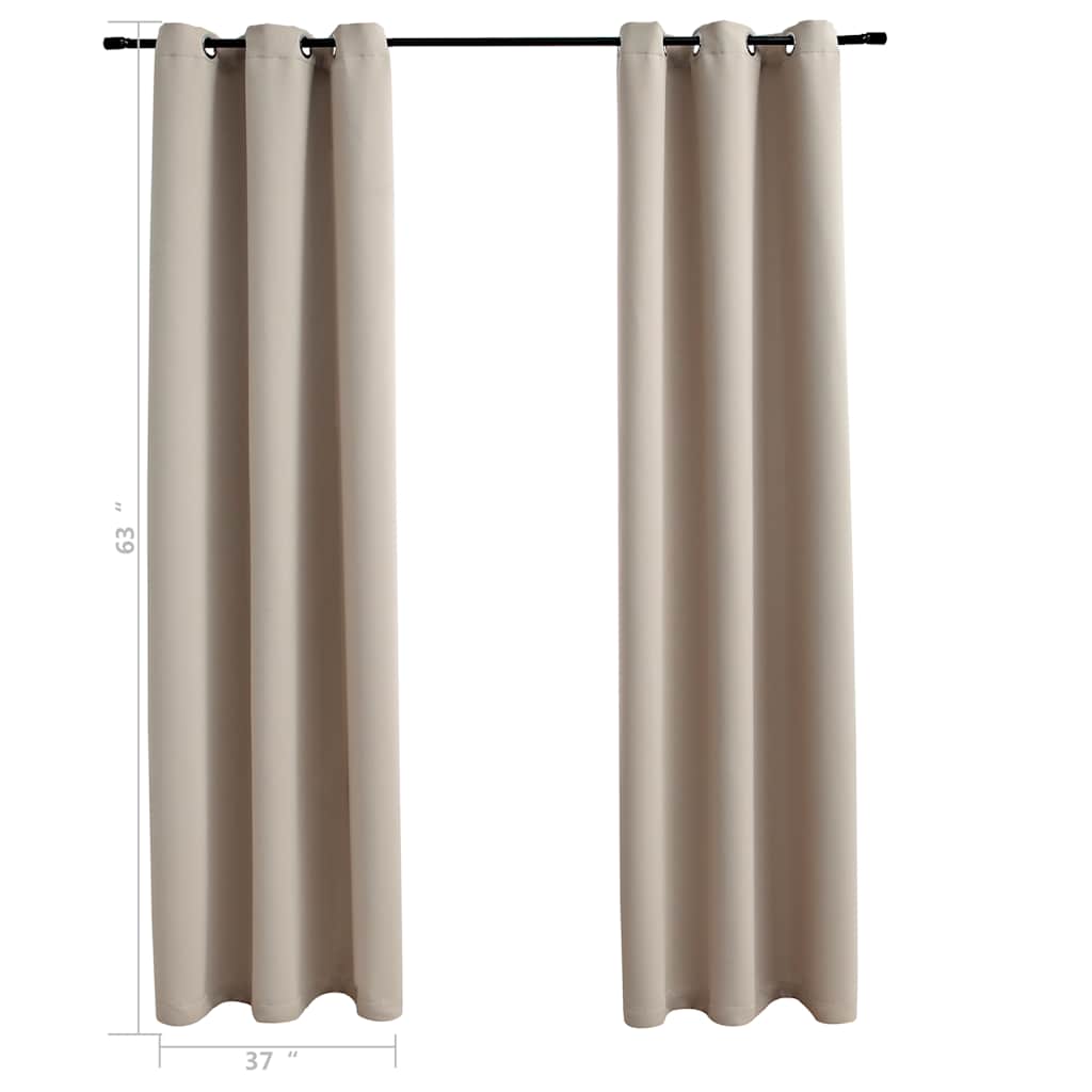 Tende oscuranti con anelli 2 pz Beige 97x160 cm Tessuto