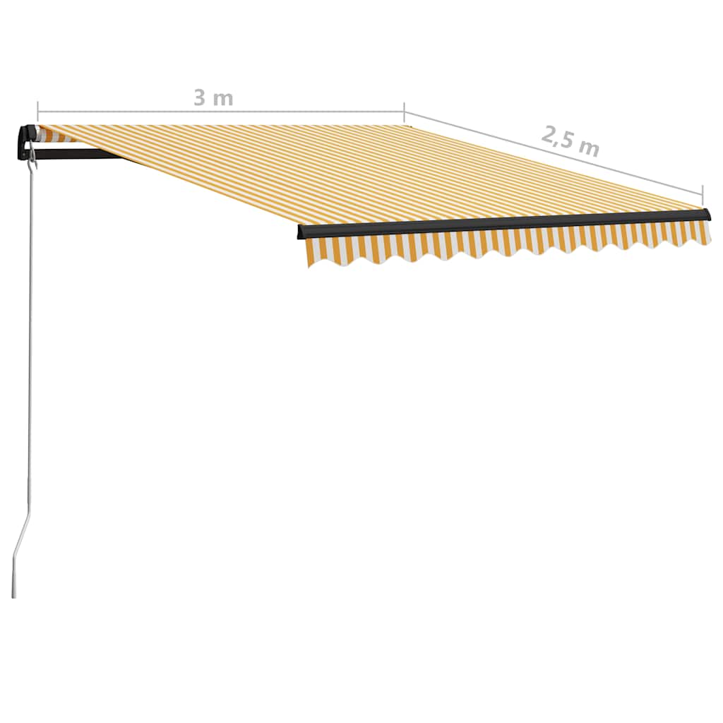 Tenda da Sole Manuale con LED 300x250 cm Gialla e Bianca | homemem39