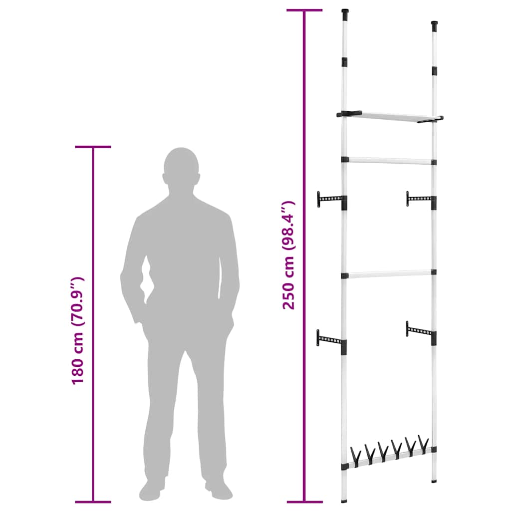 Sistema per Guardaroba Telescopico Aste Mensole in Alluminio