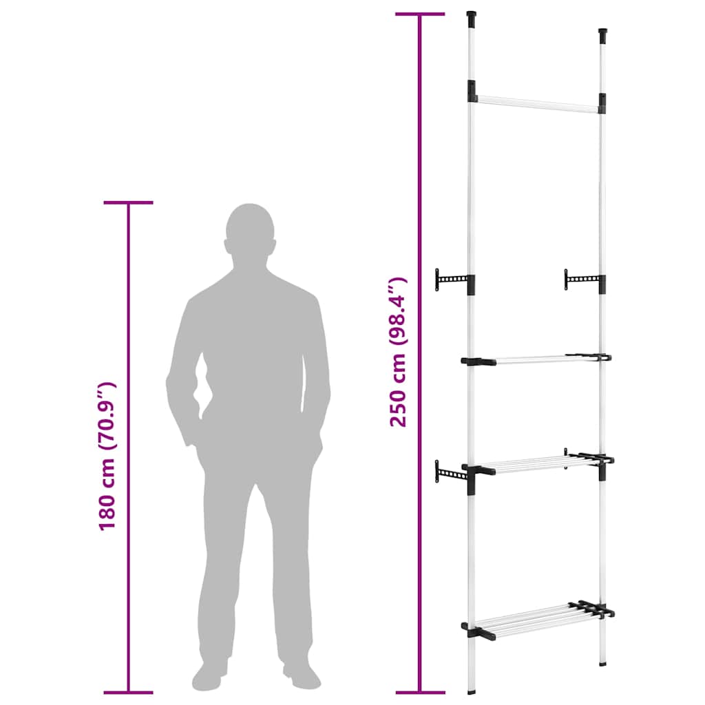 Sistema per Guardaroba Telescopico Aste Mensole in Alluminio