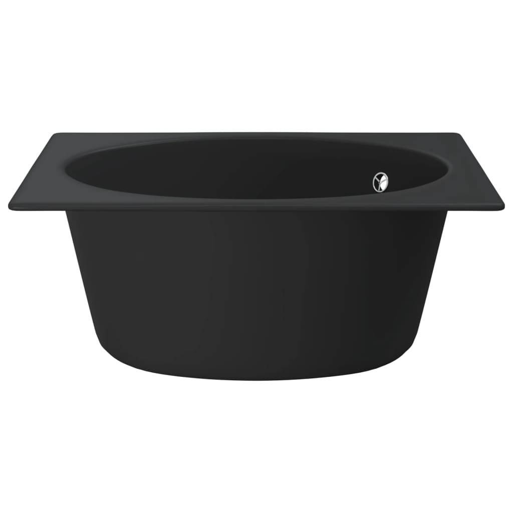 Lavello da Cucina con Foro Troppopieno Nero in Granito - homemem39