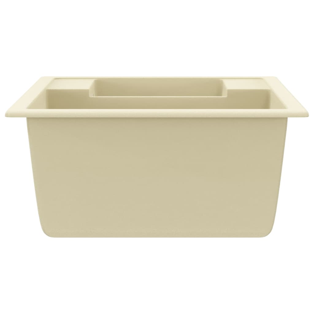 Lavello da Cucina Doppio con Foro Troppopieno Beige in Granito - homemem39