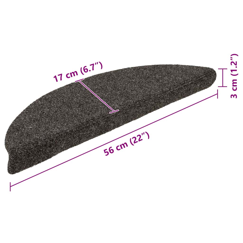Tappetini per scale autoadesivi 15 pz 56x17x3 cm antracite semicircolari | homemem39