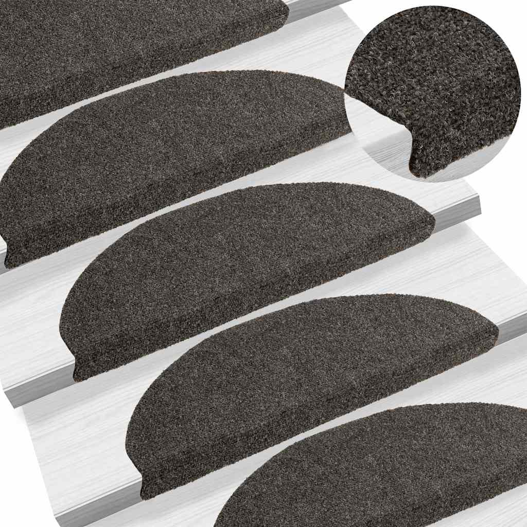 Tappetini per scale autoadesivi 15 pz 65x21x4 cm Antracite Semicircolari Grandi - homemem39