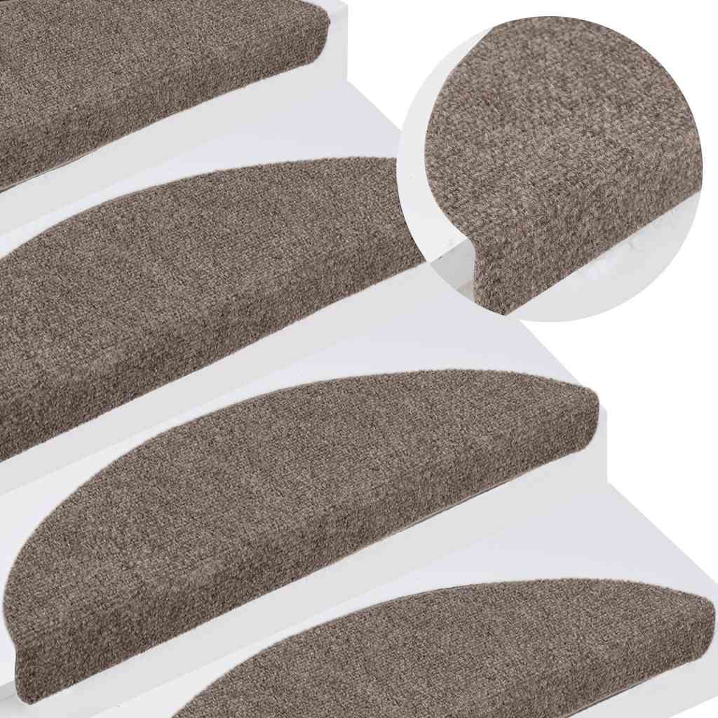 Tappetini per scale autoadesivi 15 pz 56x17x3 cm beige semicircolari - homemem39