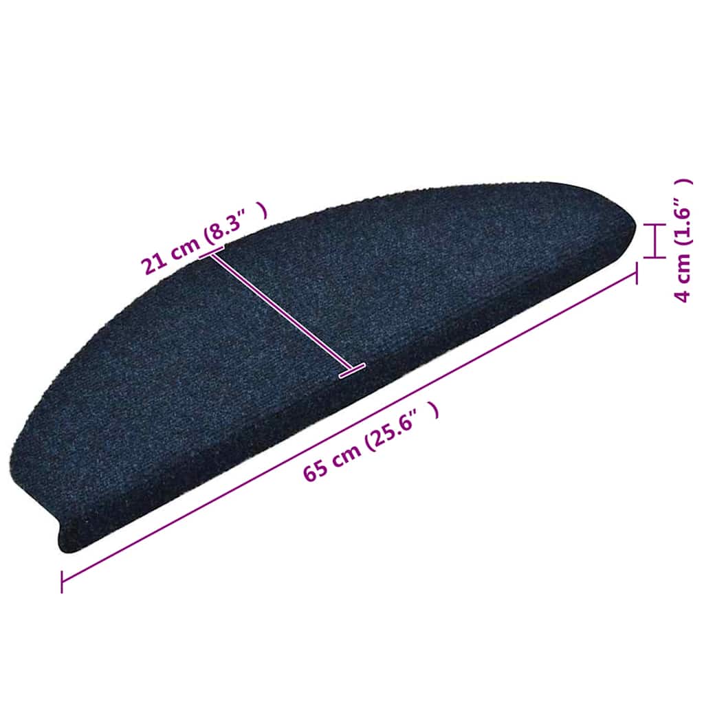 Tappetini per scale autoadesivi 15 pz 65x21x4 cm blu navy semicircolari grandi | homemem39