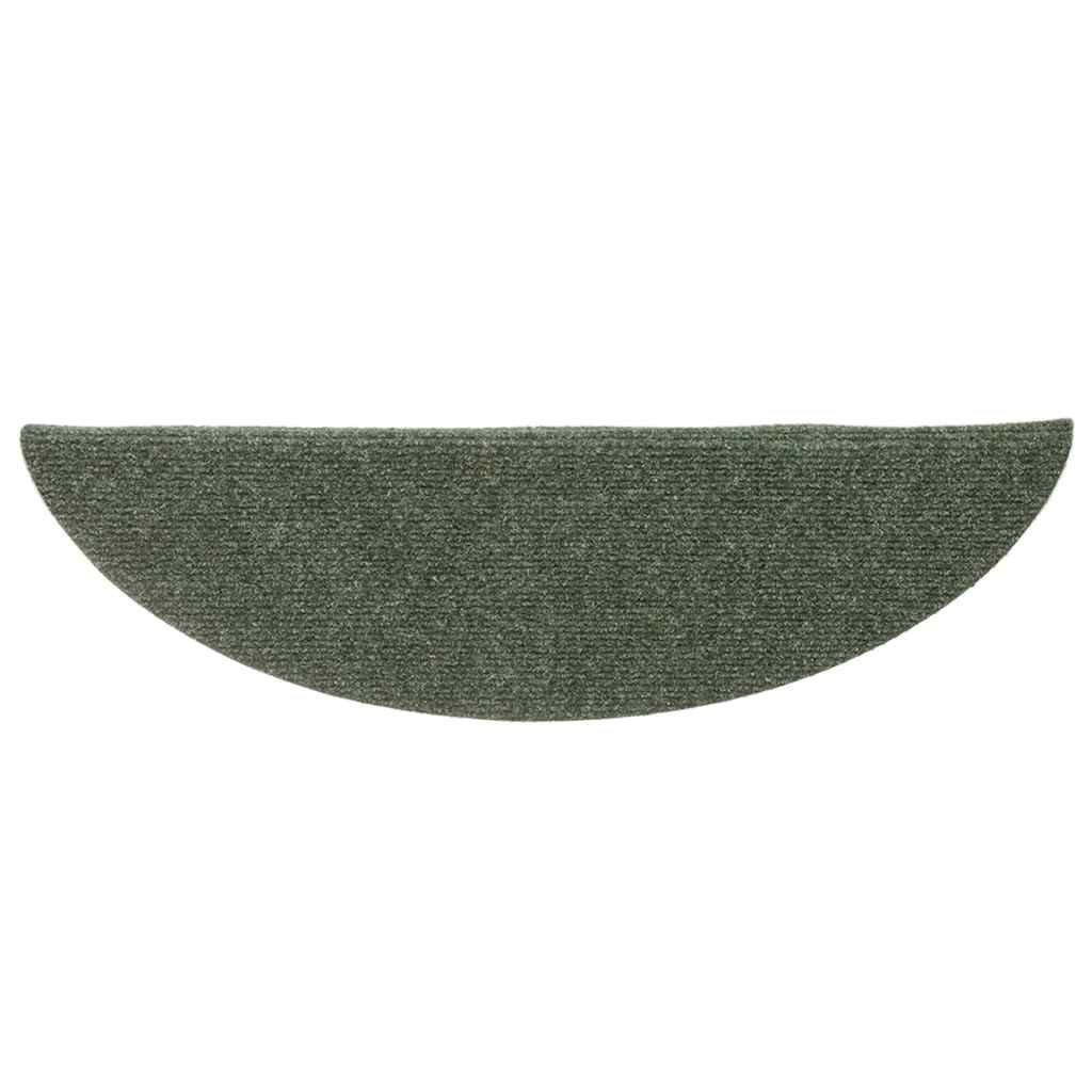 Tappetini per scale autoadesivi 15 pz 56x17x3 cm verdi semicircolari - homemem39