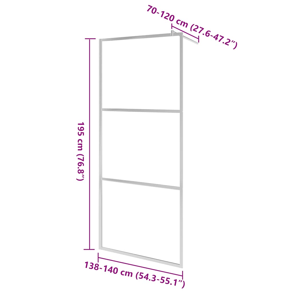 Parete per Doccia Walk-in in Vetro Trasparente ESG 140x195 cm | homemem39
