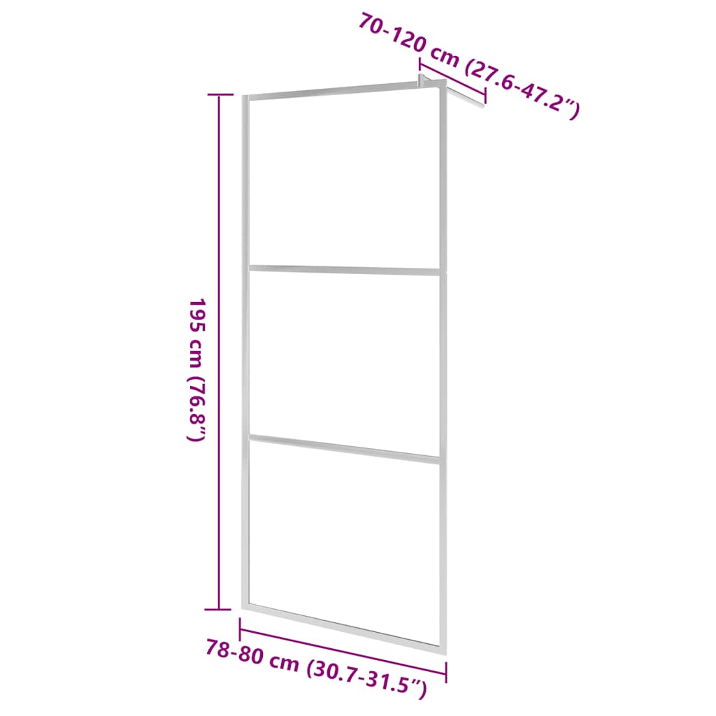 Parete per Doccia Walk-in in Vetro Smerigliato ESG 80x195 cm | homemem39
