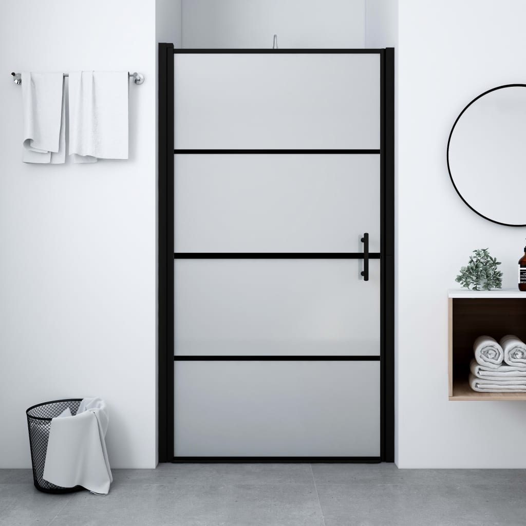 Porta per Doccia in Vetro Temperato Smerigliato 100x178 cm Nero - homemem39