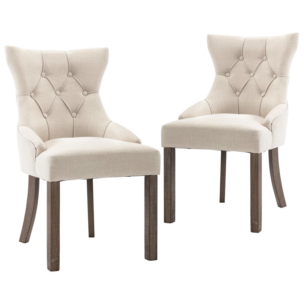 Sedie da Pranzo 2 pz Beige in Tessuto - homemem39