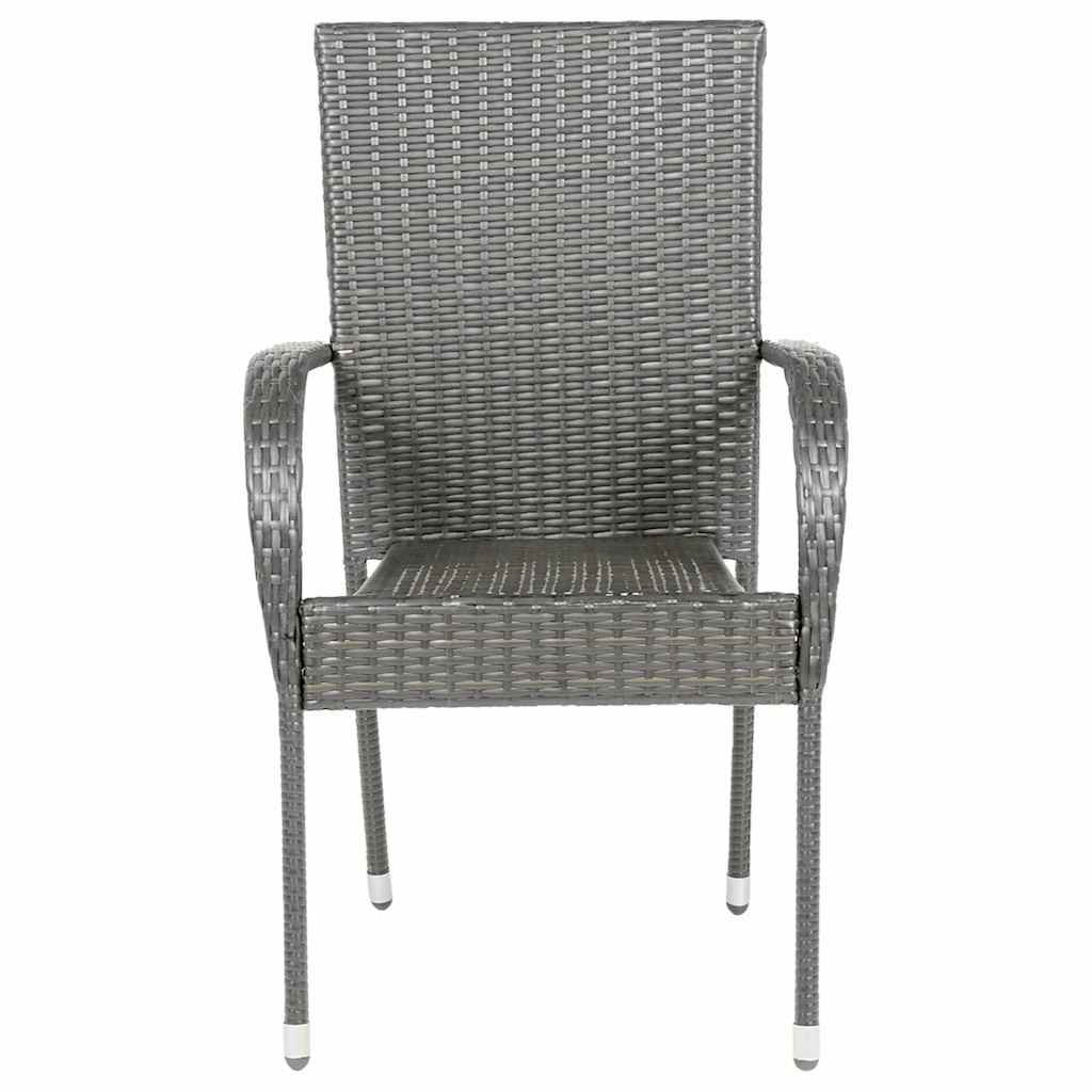 Sedie da Esterno Impilabili 6 pz Grigie in Polyrattan - homemem39