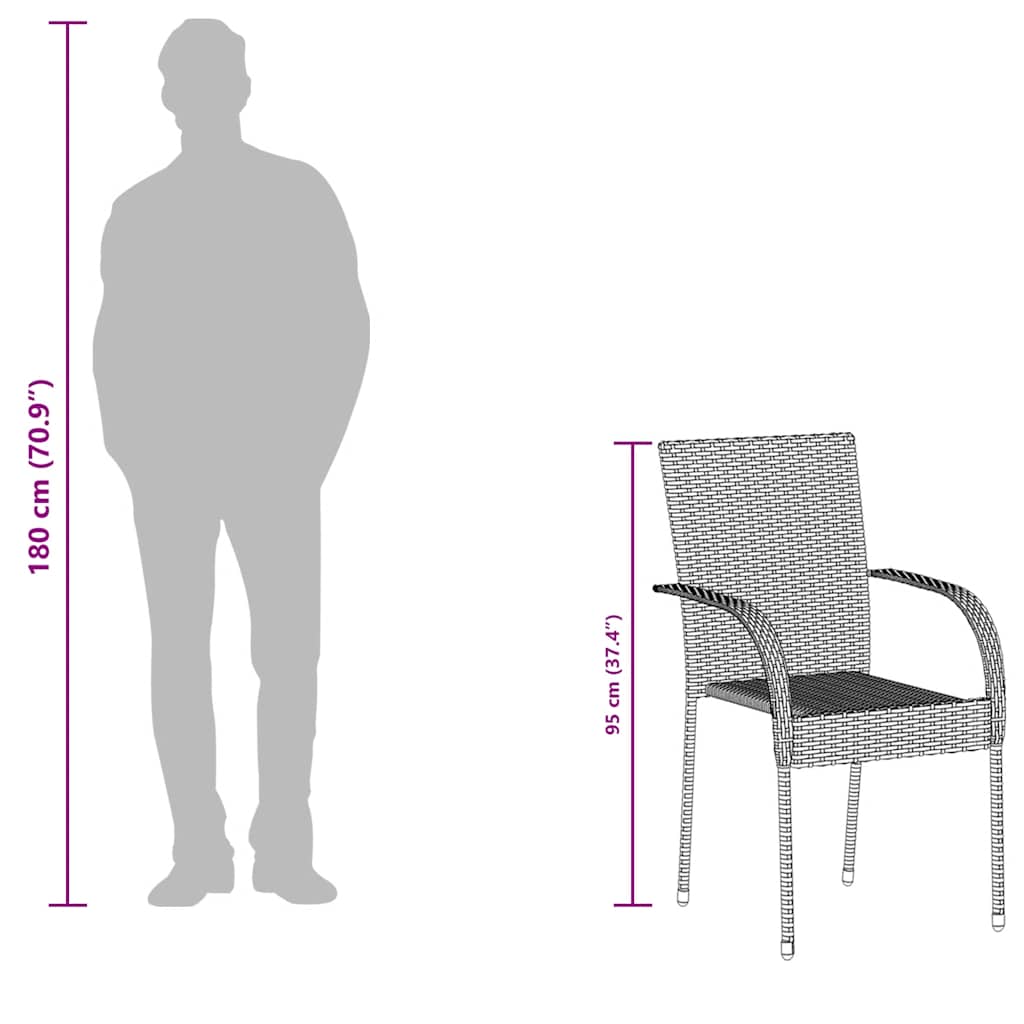 Sedie da Esterno Impilabili 6 pz Grigie in Polyrattan | homemem39