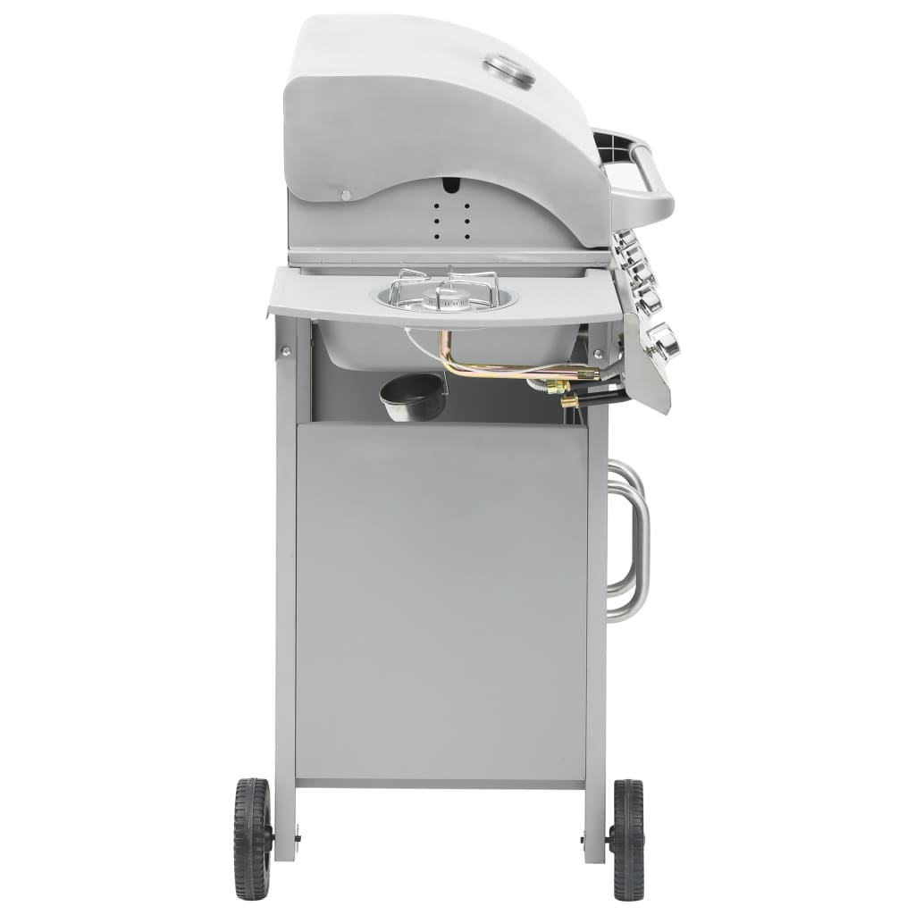 Barbecue e Griglia a Gas 4+1 Fornelli Argento in Acciaio Inox - homemem39