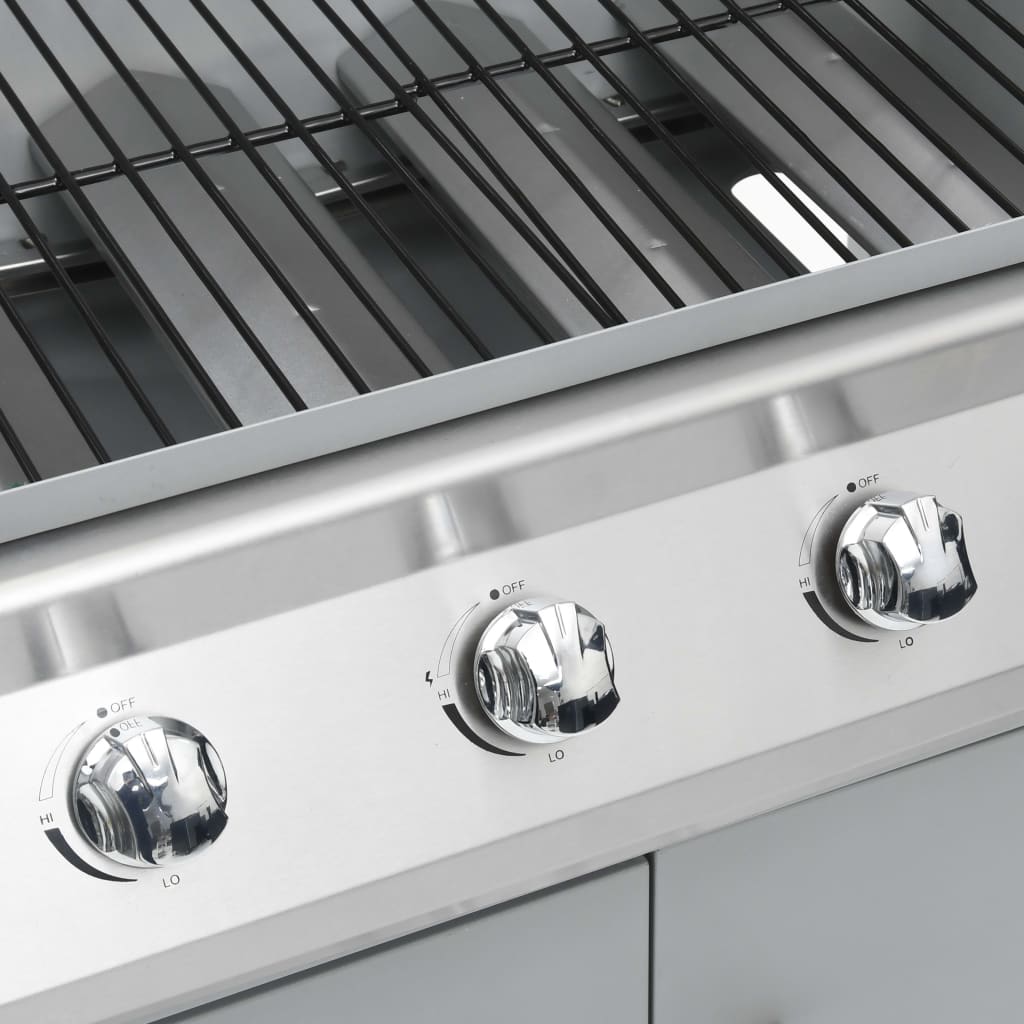 Barbecue e Griglia a Gas 4+1 Fornelli Argento in Acciaio Inox - homemem39