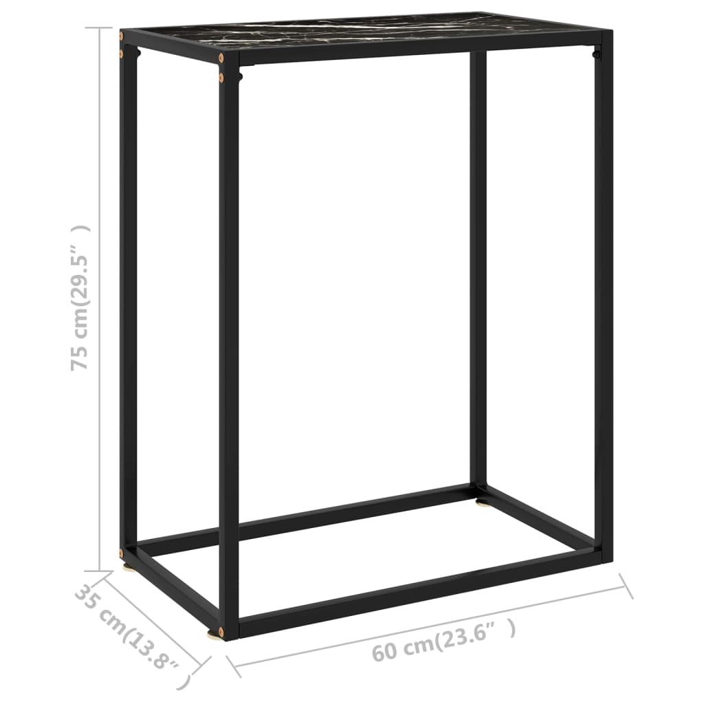 Black Console Table 60x35x75 cm in Tempered Glass