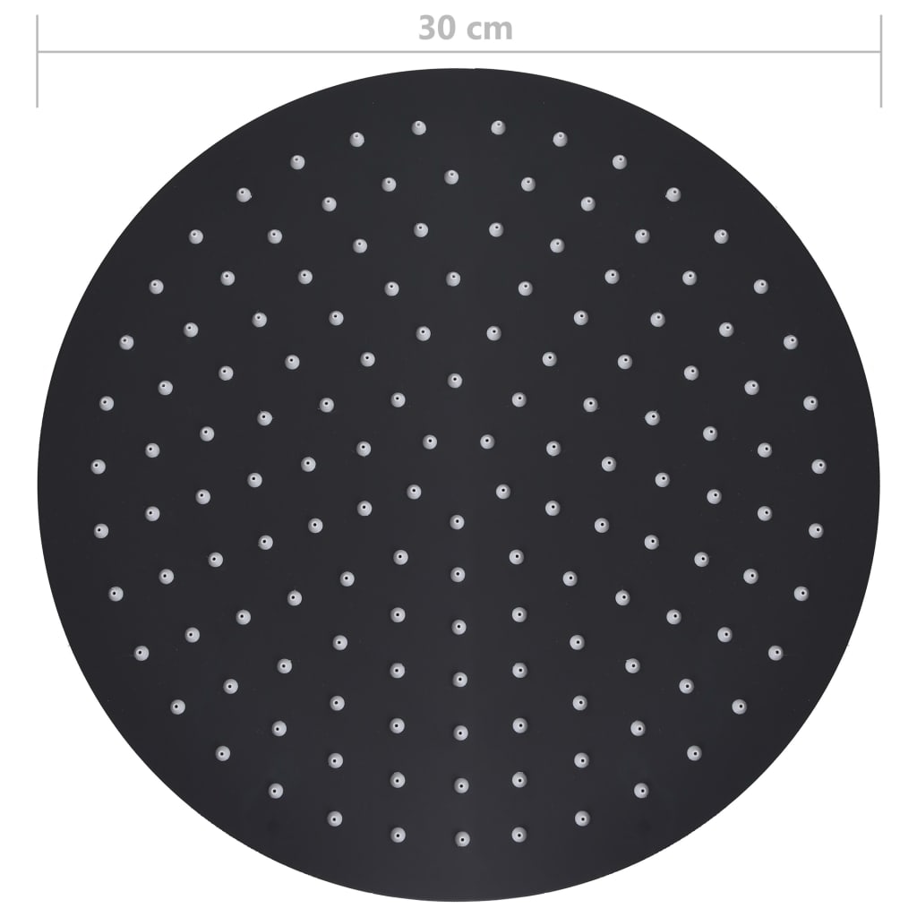 Testa Doccia a Pioggia in Acciaio Inox 30 cm Rotonda Nera