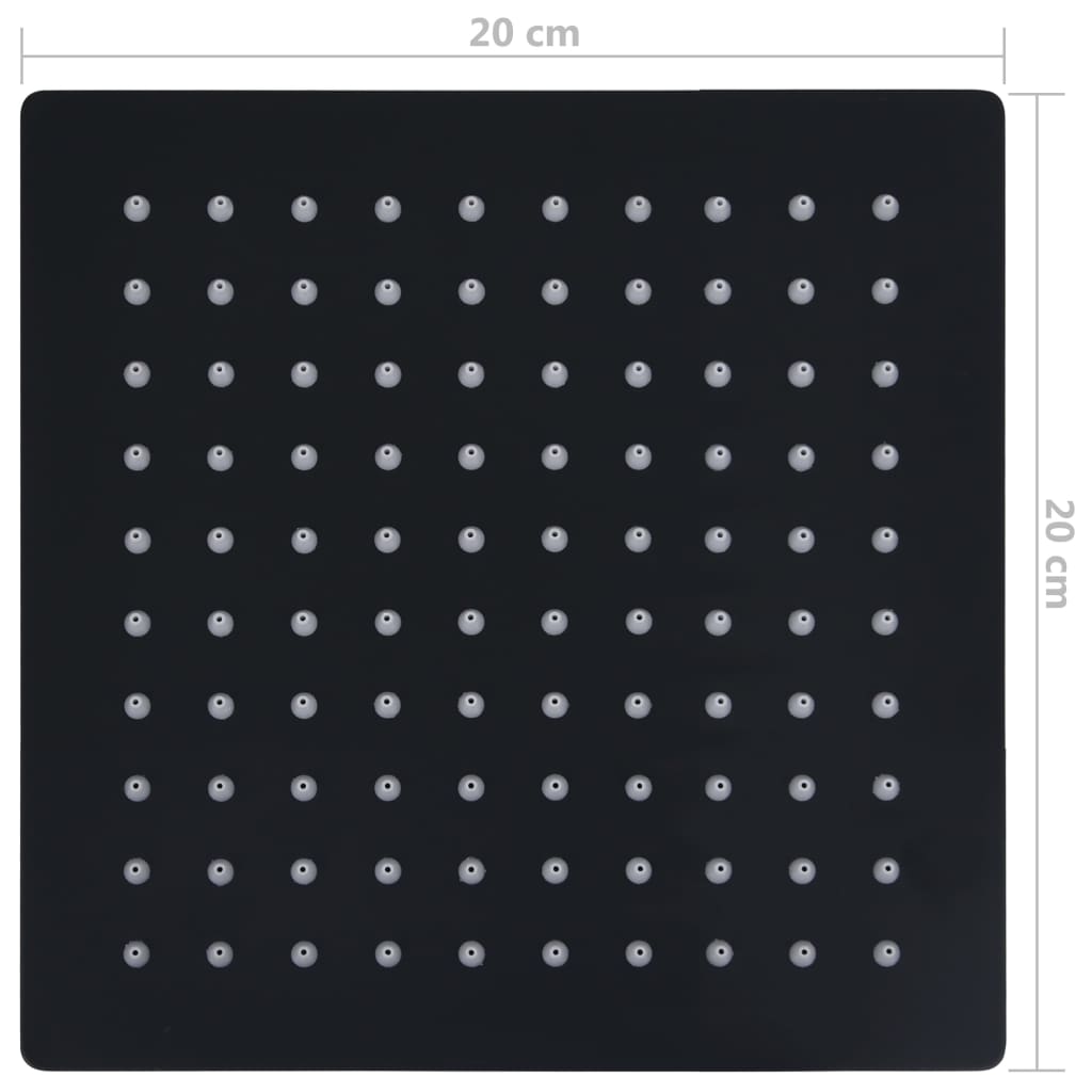 Testa Doccia a Pioggia in Acciaio Inoxe 20x20 cm Quadrata Nera