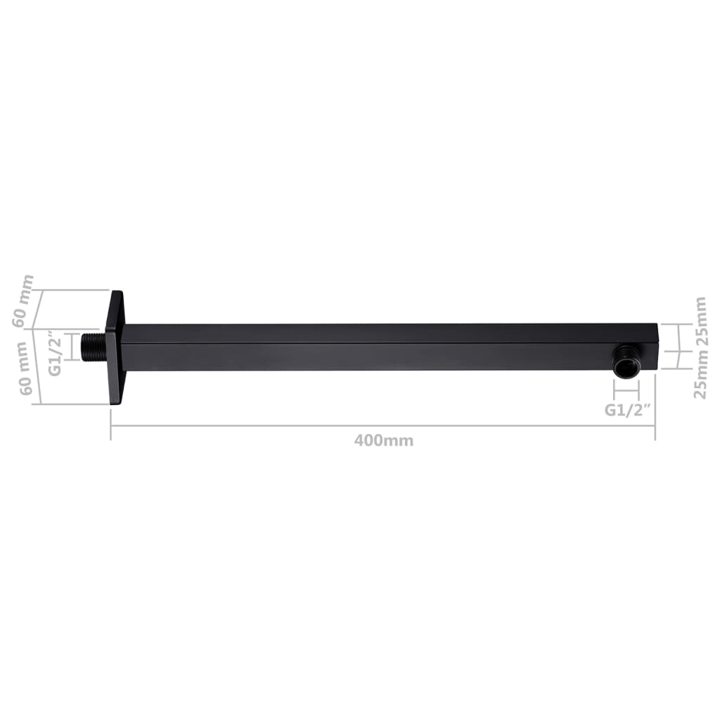 Braccio di Supporto Doccia Quadrato Acciaio 201 Nero 40 cm