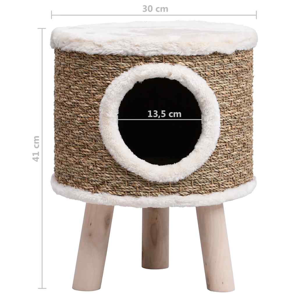 Cuccia per Gatti con Gambe in Legno 41 cm in Giunco | homemem39
