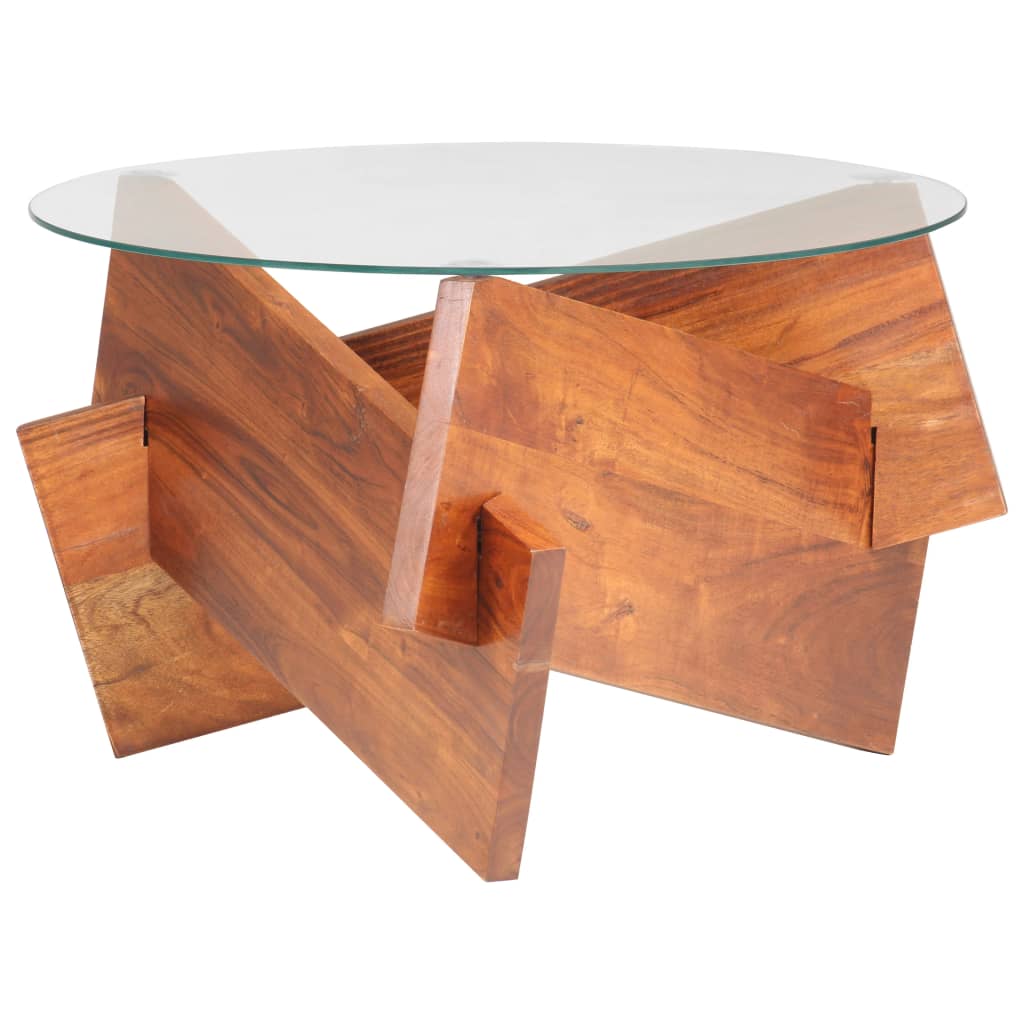Tavolino da Salotto 60 cm in Legno Massello di Acacia