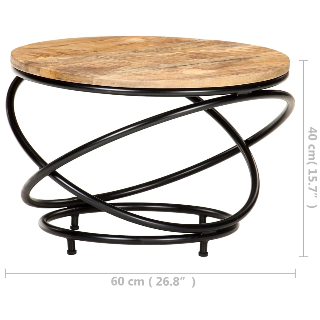 Tavolino Nero 60x60x40 cm in Legno Massello di Mango Grezzo | homemem39