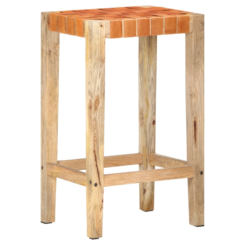Sgabelli da Bar 2 pz Marroni in Vera Pelle 75 cm - homemem39