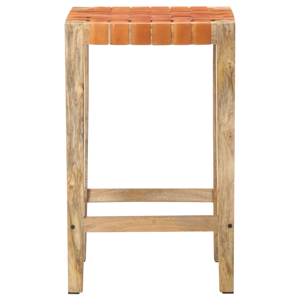 Sgabelli da Bar 2 pz Marroni in Vera Pelle 75 cm - homemem39