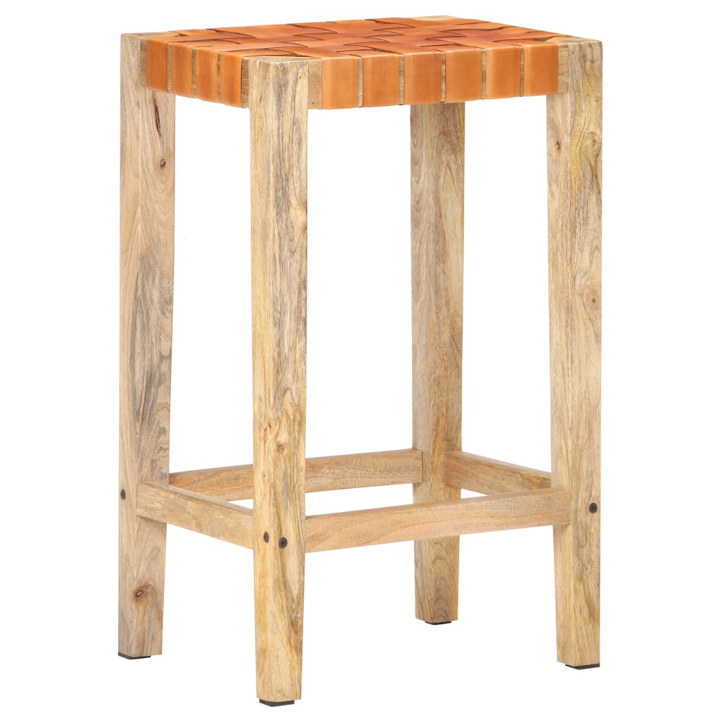 Sgabelli da Bar 2 pz Marroni in Vera Pelle 75 cm - homemem39