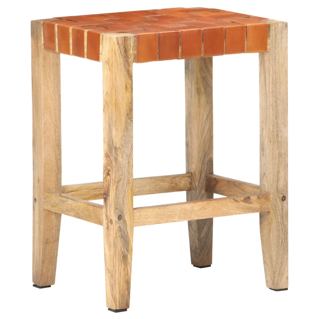 Sgabelli da Bar 2 pz Marroni in Vera Pelle 60 cm - homemem39