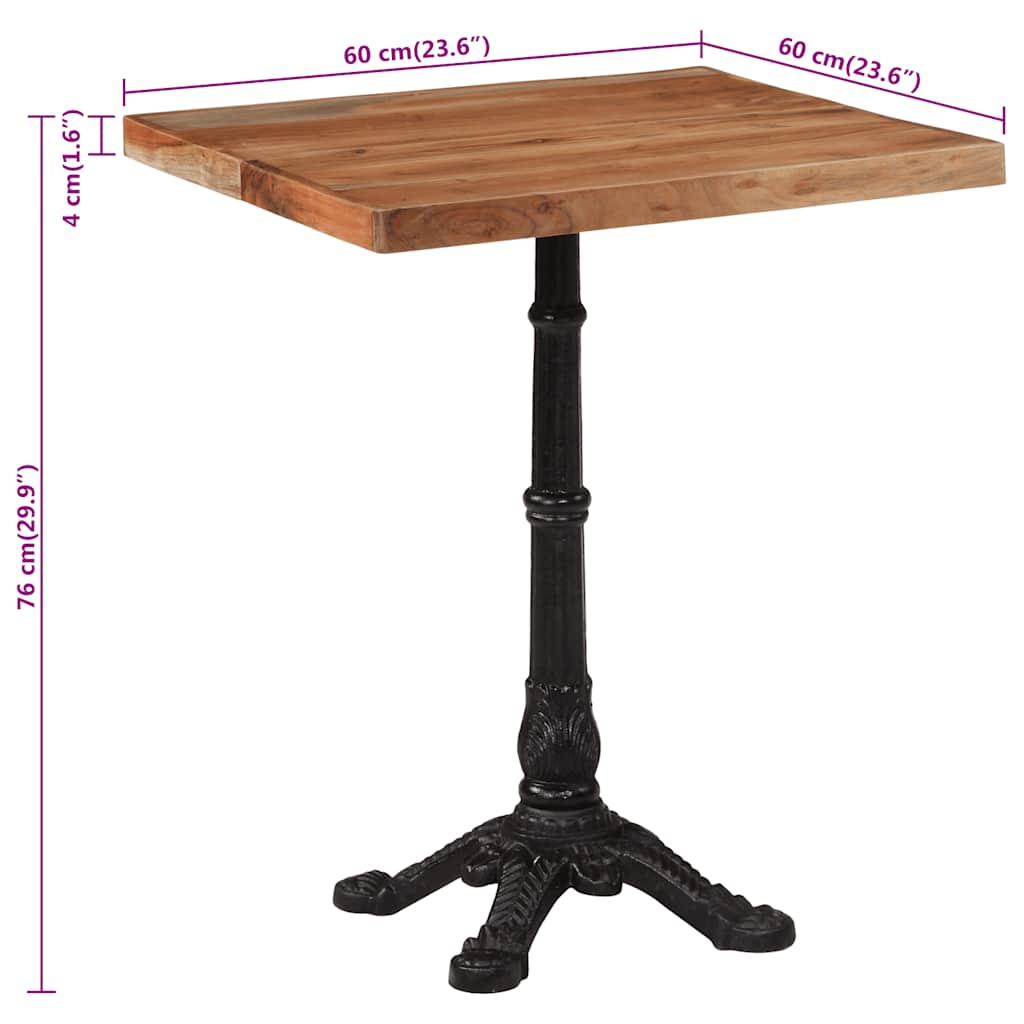 Tavolo da Bistrot 60x60x76 cm in Legno Massello di Acacia - homemem39