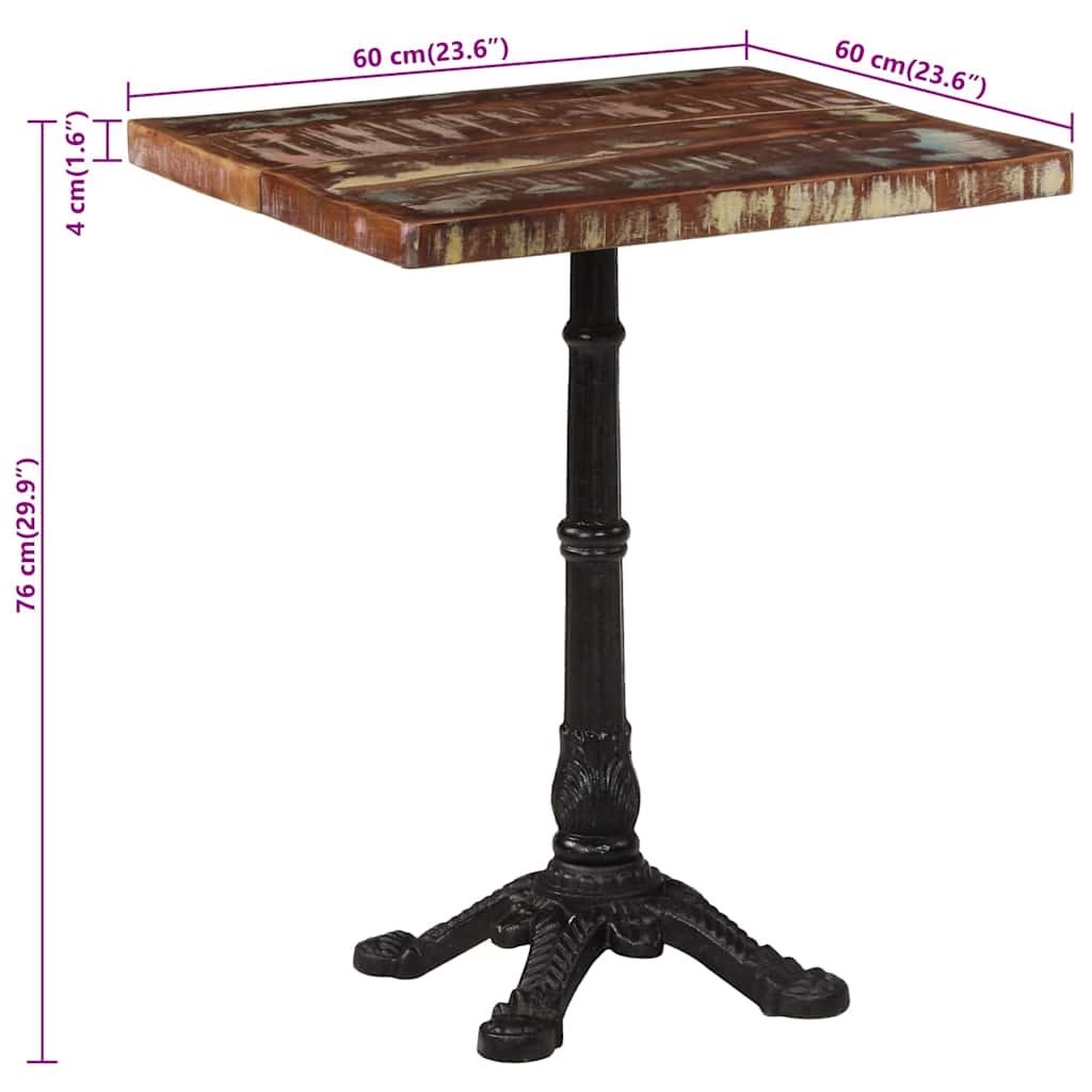 Tavolo da Bistrot 60x60x76 cm in Legno Massello di Recupero - homemem39