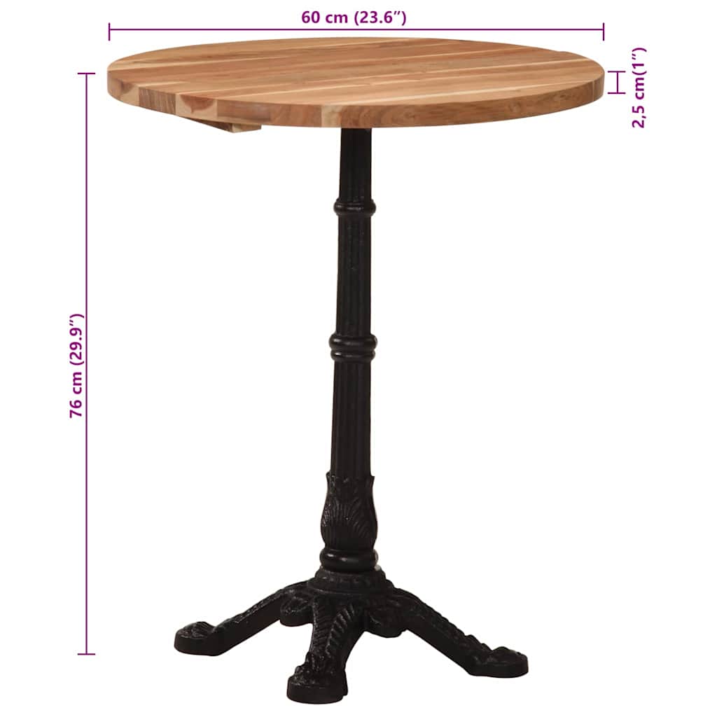 Tavolino da Bistrot Ø60x76 cm in Legno Massello di Acacia