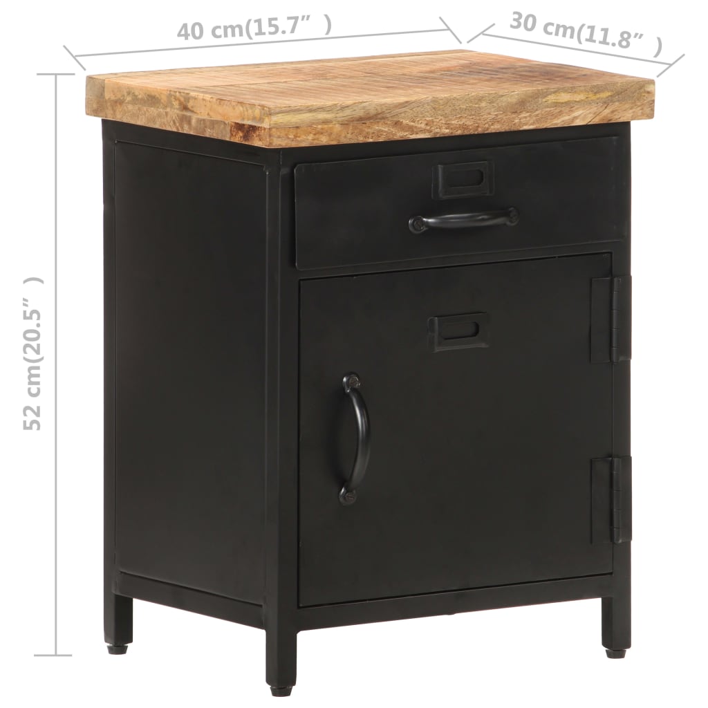 Comodino 40x30x52 cm in Legno di Mango Grezzo - homemem39