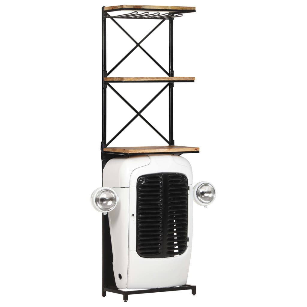 Cantinetta per Vini a Trattore Bianca 49x31x172 cm Mango Grezzo | homemem39